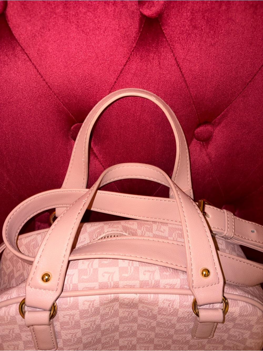 Juicy Couture Blush Pink Signature Jacquard Satchel w/Crossbody & wallet - Picture 5 of 8